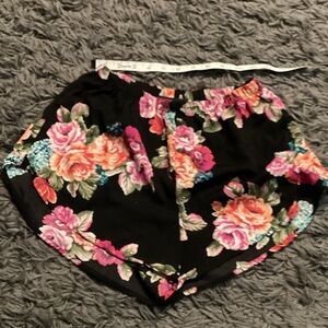 Ambiance Black Floral Shorts